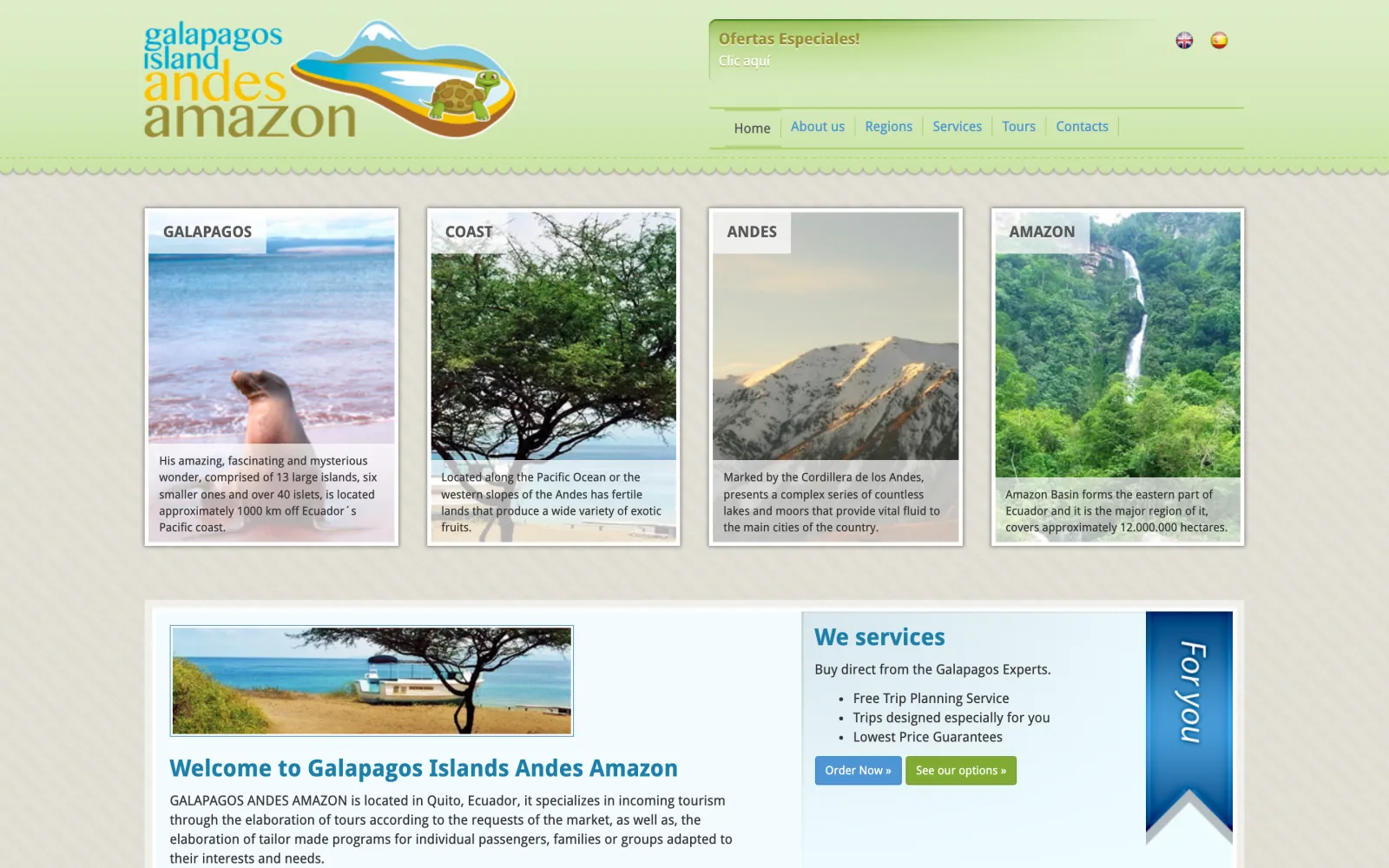 Galapagos Andes Amazon website